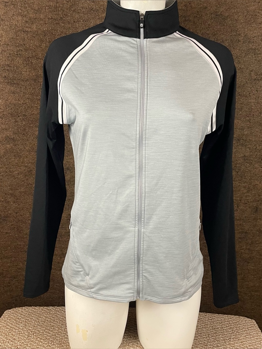 FootJoy Golf Pullover Womens Small Full Zip Gray Black Long Sleeve 24